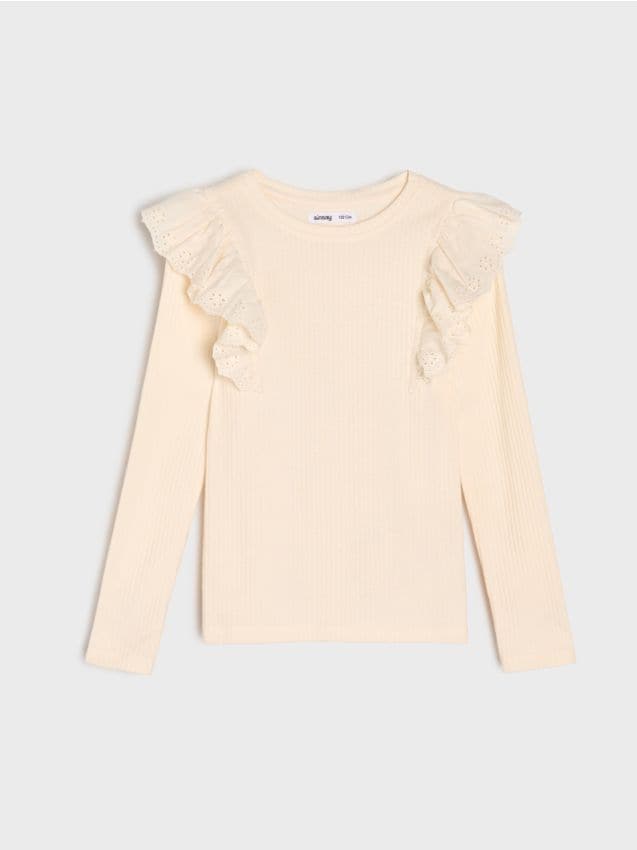 Sinsay - Tricou din tricot striat - alb