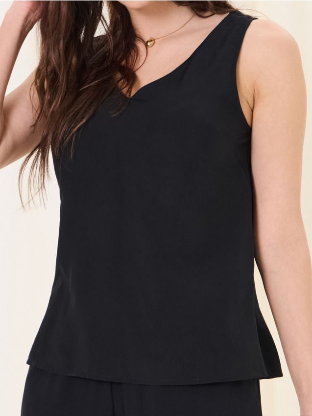 Top in misto viscosa - nero