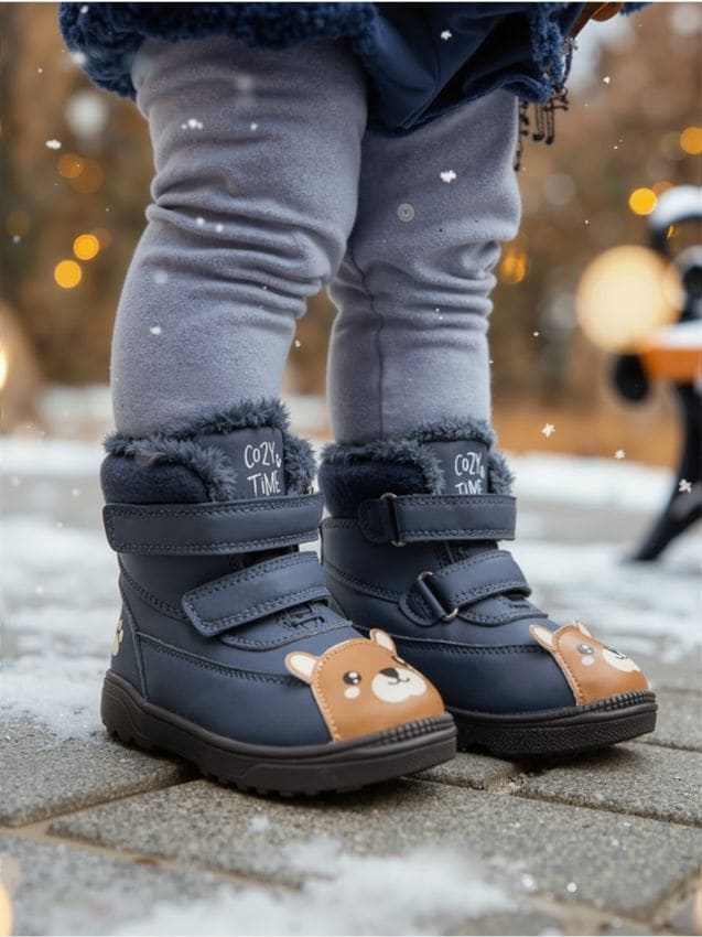 Sinsay - Zateplené topánky s veľkým grafickým motívom v tvare medvedíka - tmavomodrá