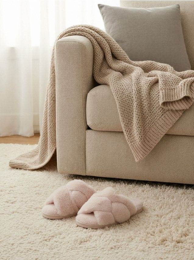 Sinsay - Papuče s umelým kožuchom - béžová