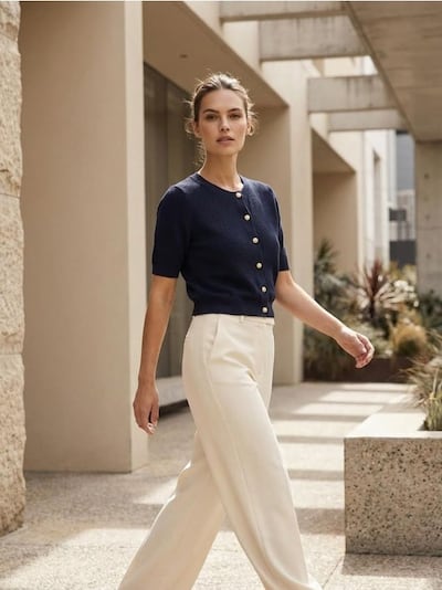 Ζακέτα με κοντό μανίκι και διακοσμητικά κουμπιά