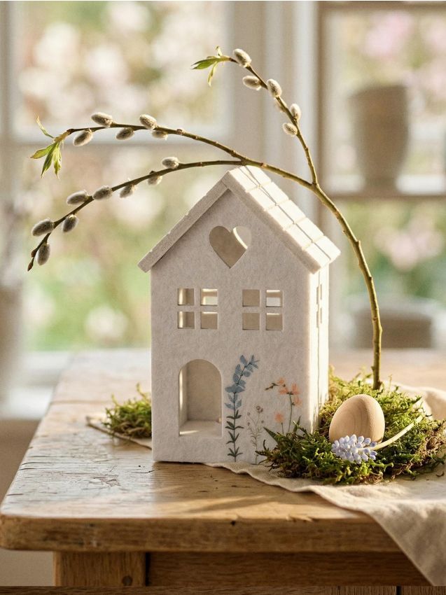 Sinsay - Lampă LED decorativă de masă în formă de casă - crem