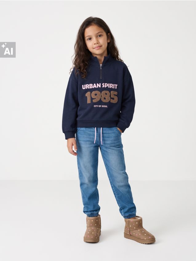 Sinsay - Blugi jogger căptușiți cu fleece - albastru