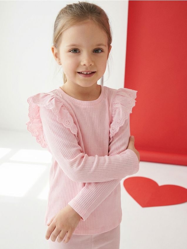 Sinsay - Tricou din tricot striat - roz