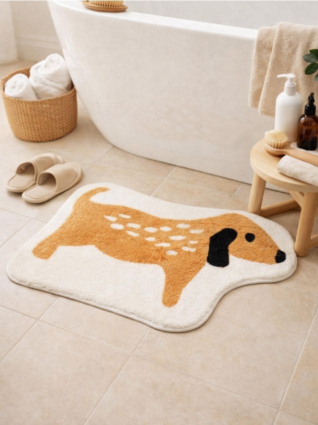 Sinsay - Covoraș de baie cu motiv de Crăciun - galben-deschis