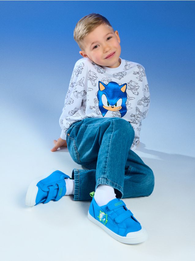 Sinsay - Sneakers din bumbac cu talpă interioară cu adaos de piele naturală PICIOR SĂNĂTOS Sonic the Hedgehog - albastru