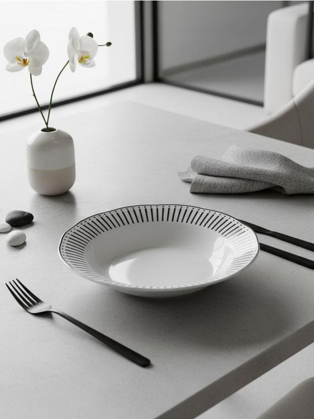 Sinsay - Bol ceramic cu model decorativ pe margine - negru