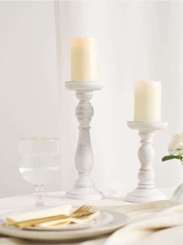 Sinsay - Suport decorativ pentru lumânări tip coloană - alb