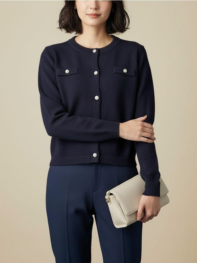 Sinsay - Cardigan cu Nasturi Decorativi și Buzunare - bleumarin