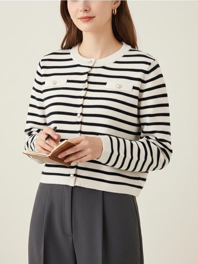 Sinsay - Kardigan w paski - czarny