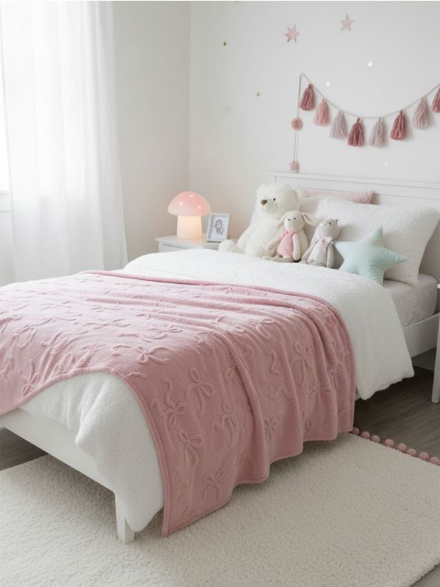 Sinsay - Pătură cu model embosat de fundițe - roz