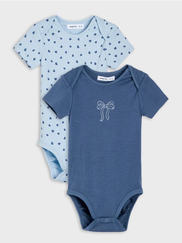 Sinsay - Body din bumbac cu motiv fundițe 2 pack - indigo