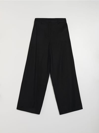 Штани wide leg з віскозою та домішкою льону