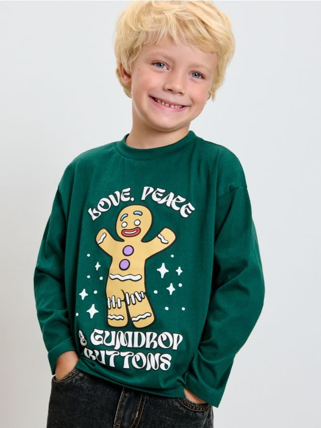 Sinsay - Tricou cu mânecă lungă Shrek - albastru-verzui