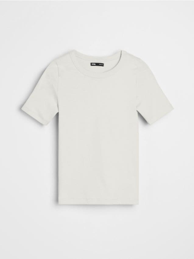 Sinsay - Basic bavlnené tričko - krémová