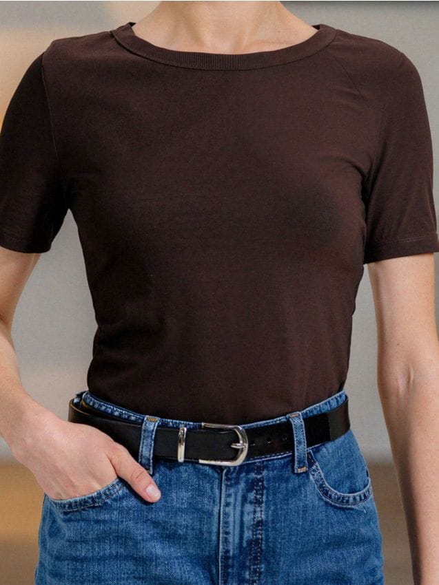 Sinsay - Tricou din bumbac basic - maro