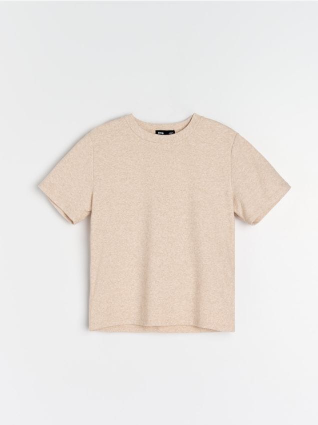 Sinsay - Tricou cu mânecă scurtă - galben-pal