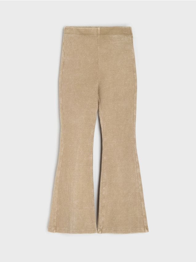 Sinsay - Legginsy flare z efektem sprania - beżowy