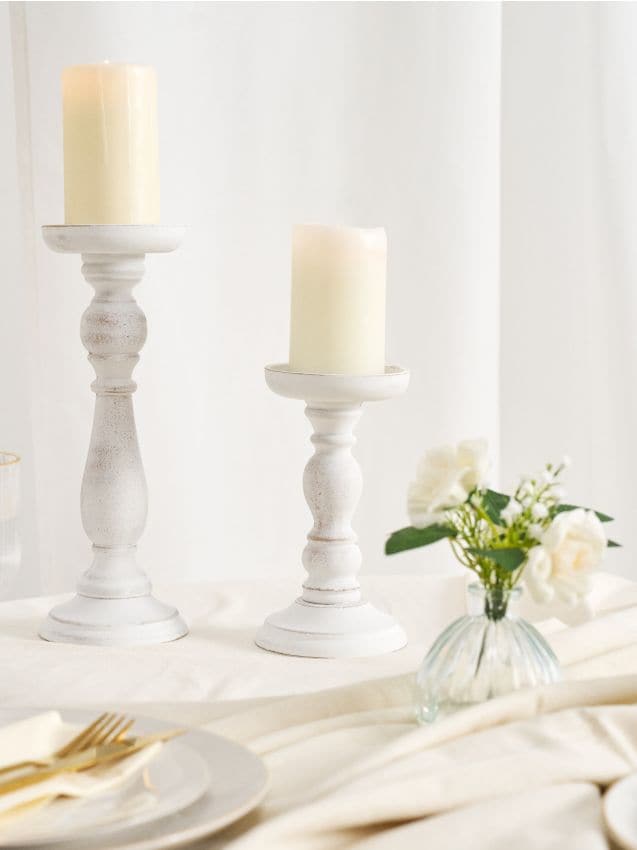 Sinsay - Suport decorativ pentru lumânări tip coloană - alb