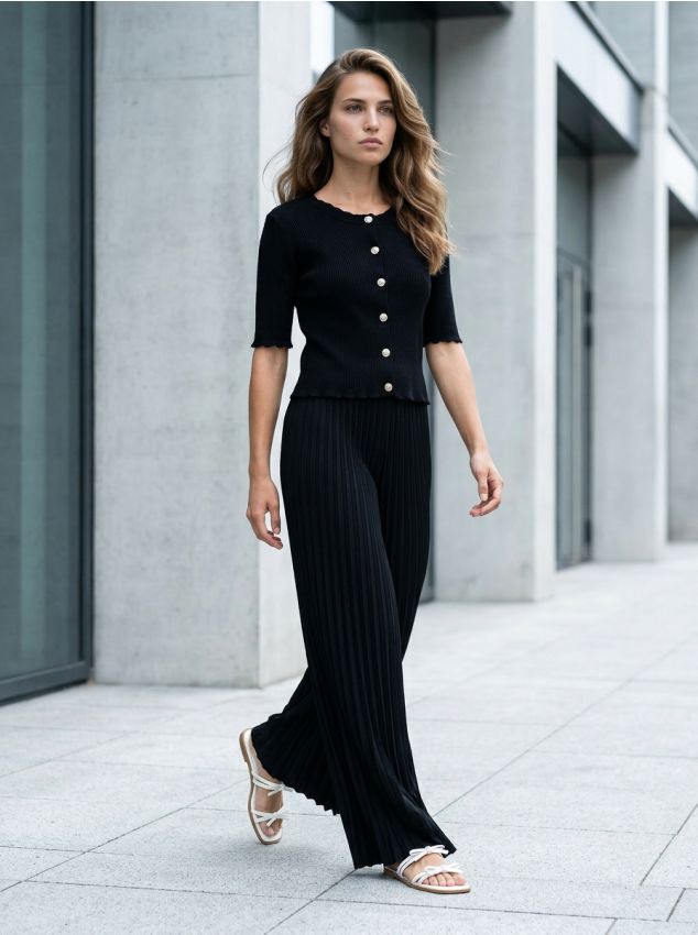 Sinsay - Cardigan în rips cu nasturi - negru