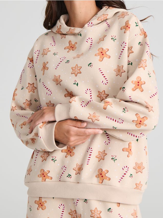 Sinsay - Bluza w świąteczny wzór - beżowy