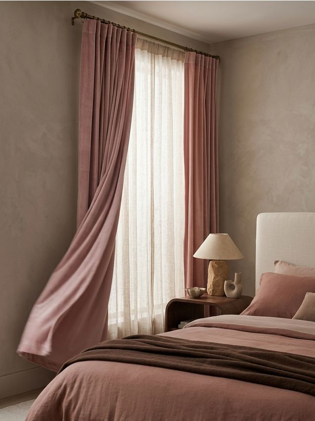 Sinsay - Draperie din catifea cu bandă de prindere - roz-pastel