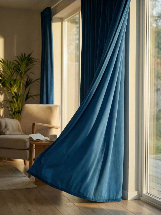 Sinsay - Draperie din catifea cu bandă de prindere - indigo