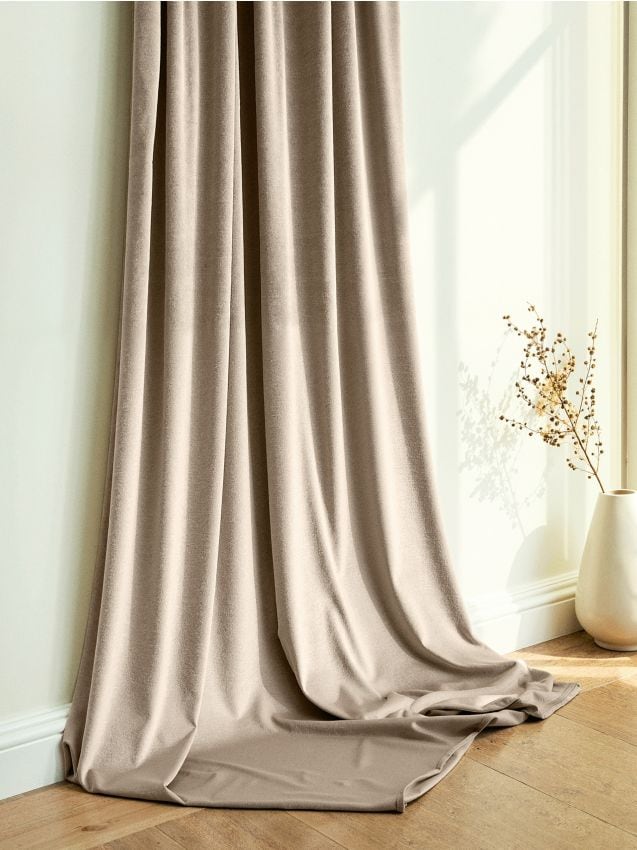 Sinsay - Draperie din catifea cu bandă de prindere - bej