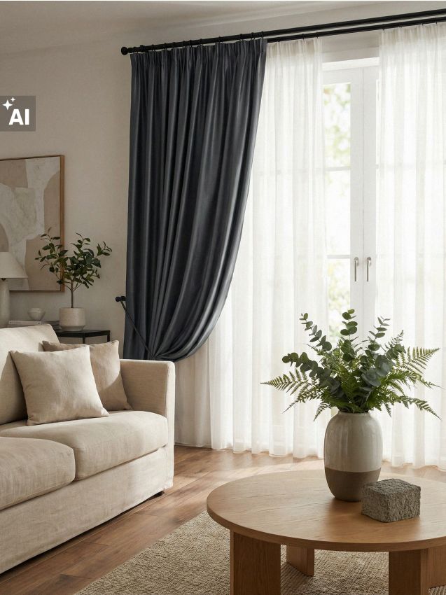 Sinsay - Draperie din catifea cu bandă de prindere - gri-neutru