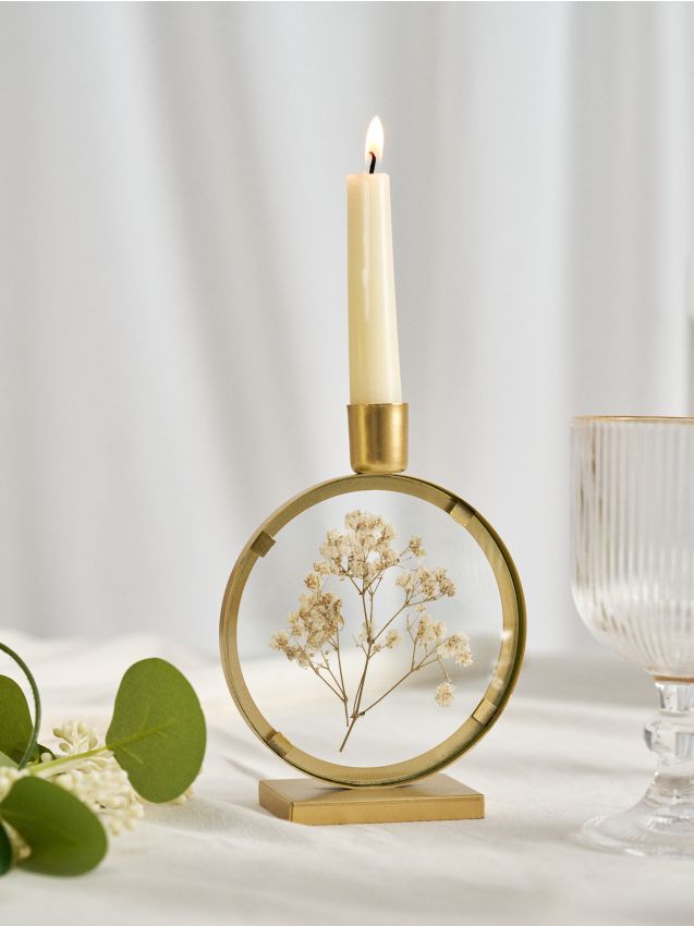 Sinsay - Suport decorativ pentru lumânare cu floare uscată - auriu