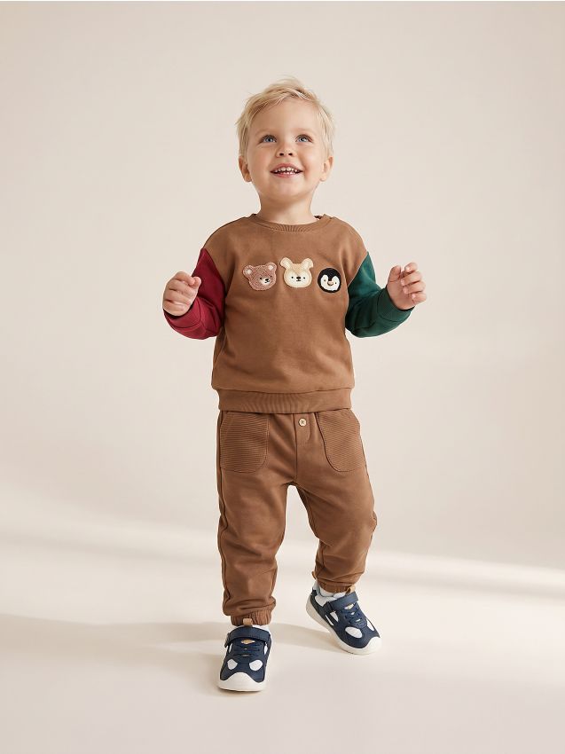 Sinsay - Hanorac crewneck din bumbac cu aplicații 3D - multicolor
