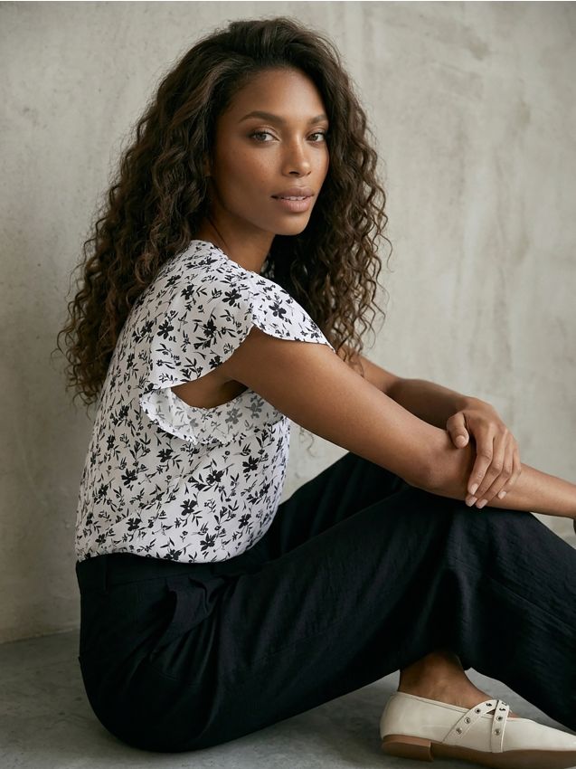 Blusa in viscosa stile camicia con stampa floreale - multicolor