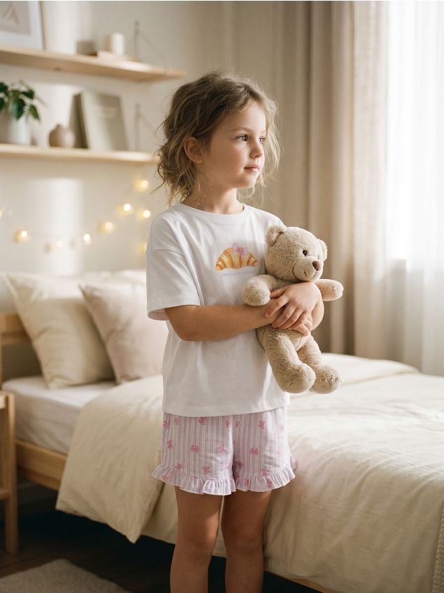 Sinsay - Pijama din bumbac în două piese cu imprimeu - alb