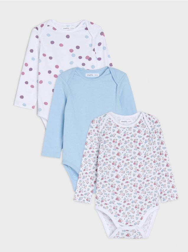 Sinsay - Body din bumbac cu imprimeu 3 pack - multicolor