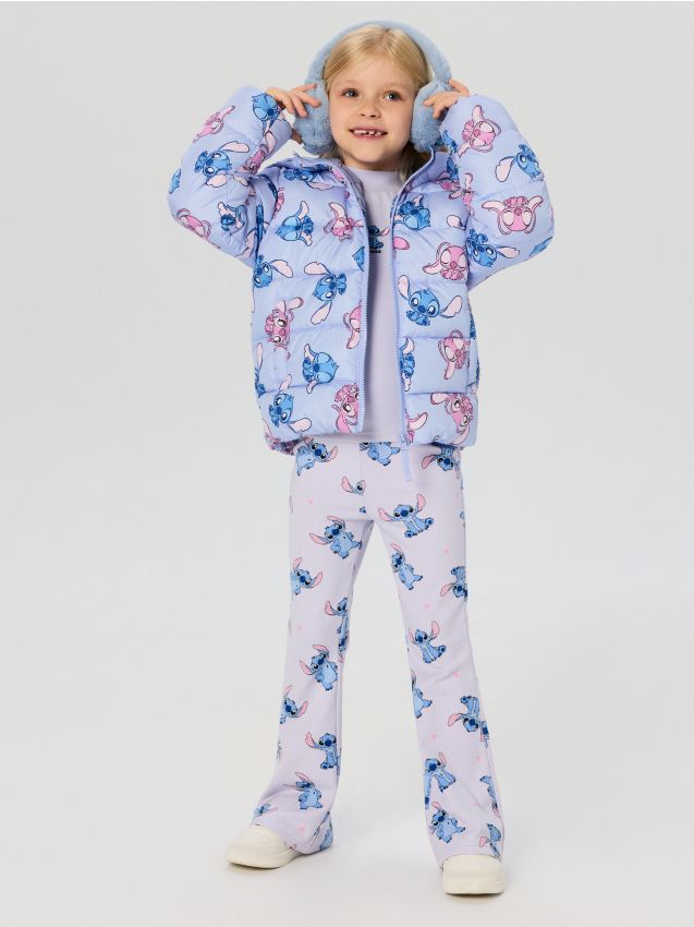 Sinsay - Geacă puffer matlasată cu glugă Lilo & Stitch - albastru-pal