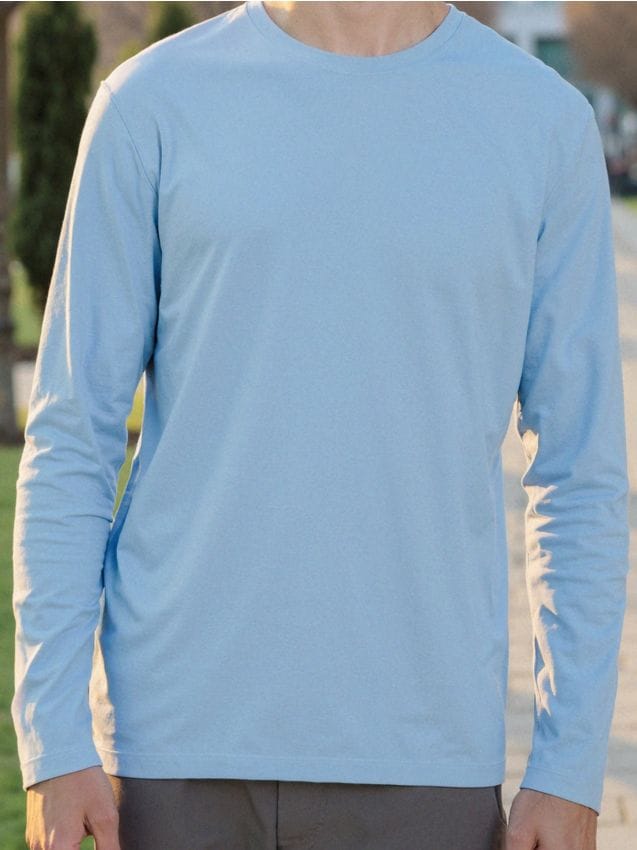 Sinsay - Tricou din bumbac, cu mânecă lungă - albastru-pal