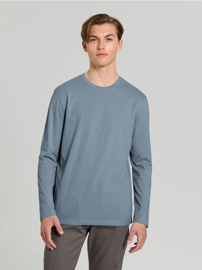 Βαμβακερή μπλούζα με μακριά μανίκια