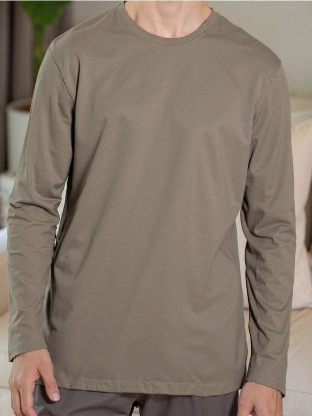Sinsay - Tricou din bumbac, cu mânecă lungă - gri-maroniu