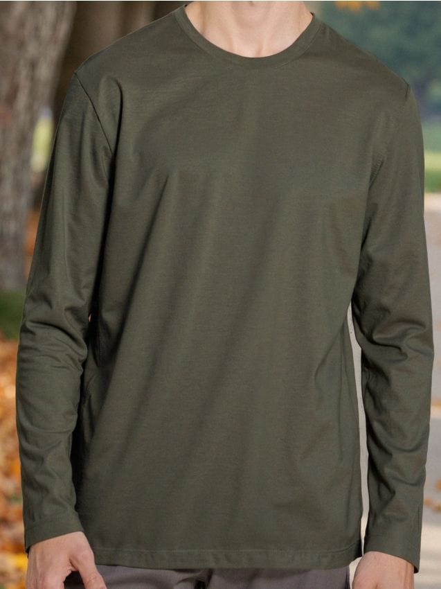 Maglietta a maniche lunghe in cotone - khaki