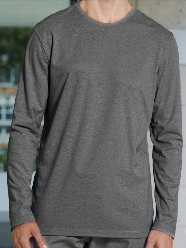 Sinsay - Tricou din bumbac, cu mânecă lungă - gri-închis