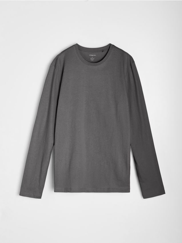 Sinsay - Tricou din bumbac, cu mânecă lungă - gri-închis