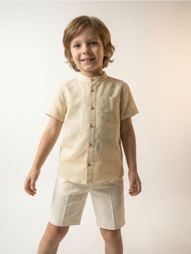 Sinsay - Cămașă cu adaos de in - bej