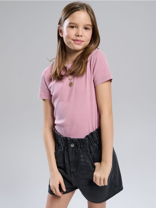 Sinsay - Șorturi paperbag cu efect de spălare - gri