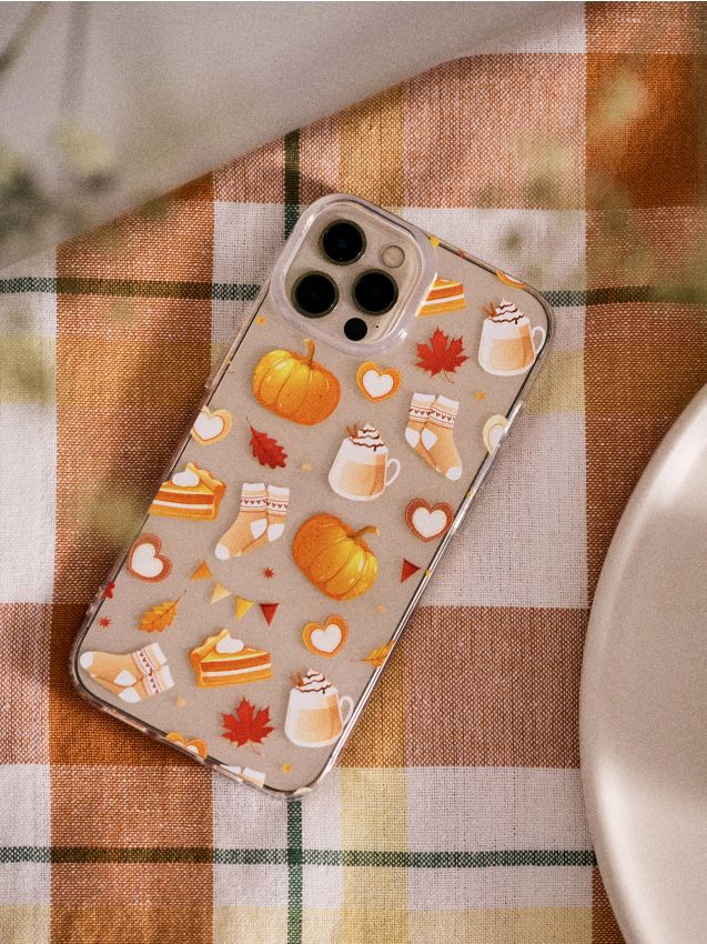 Sinsay - Husă pentru iPhone 13/14 cu motiv de toamnă - oranj-mandarină