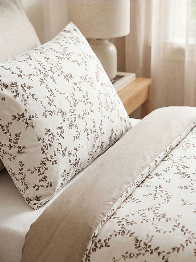 Sinsay - Set de Lenjerie de Pat cu Motiv Botanic - bej