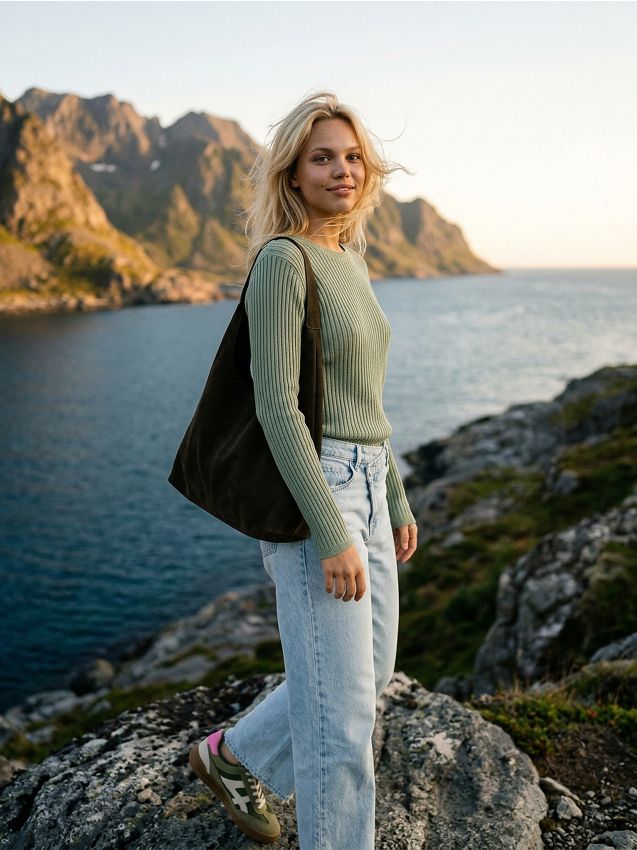 Sinsay - Pulover clasic în rips - verde-deschis