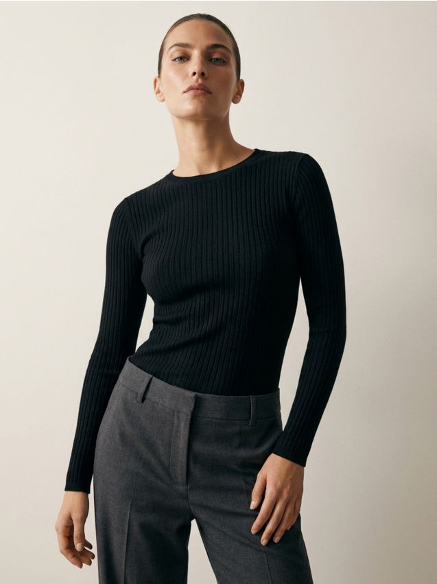 Sinsay - Pulover clasic în rips - negru