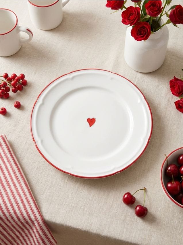 Sinsay - Farfurie ceramică cu motiv de inimă - alb