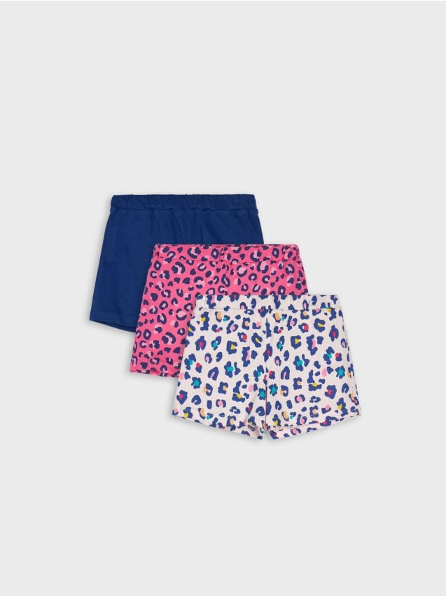 Sinsay - Pantaloni scurți din bumbac cu imprimeu leopard 3 pack - multicolor