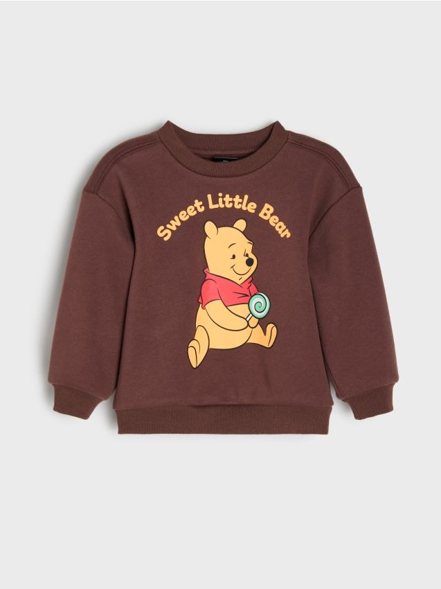Sinsay - Bluză călduroasă crewneck cu imprimeu Winnie the Pooh - maro-închis